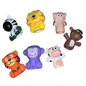 Mixed Animal Finger Puppet Lot of 7 – Lion Tiger Zebra Monkey Cow Pig Horse